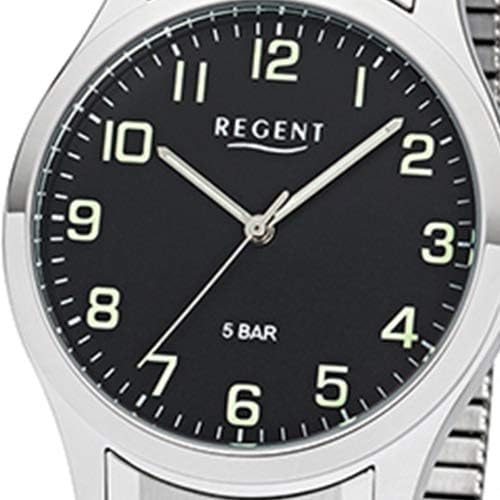 REGENT Men Analogue Quartz Watch with Stainless Steel Strap 11310063, Silver/Black - Image 5