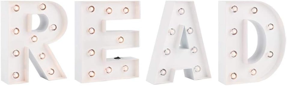 Fantado White Marquee Light Word 'Read' LED Metal Sign (8 Inch, Battery Operated w/Timer) by PaperLanternStore