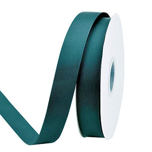 Ribest 1 inch 50 Yards Solid Grosgrain Ribbon Per Roll for DIY Hair Accessories Scrapbooking Gift Packaging Party Decoration Wedding Flowers Teal