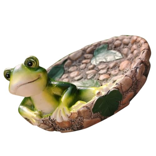 DIYEAH Escultura Decorativa Rana Resina Pequeña Estatua Rana para Jardín Centro Mesa Figura Compacta para Oficina Dormitorio Regalo