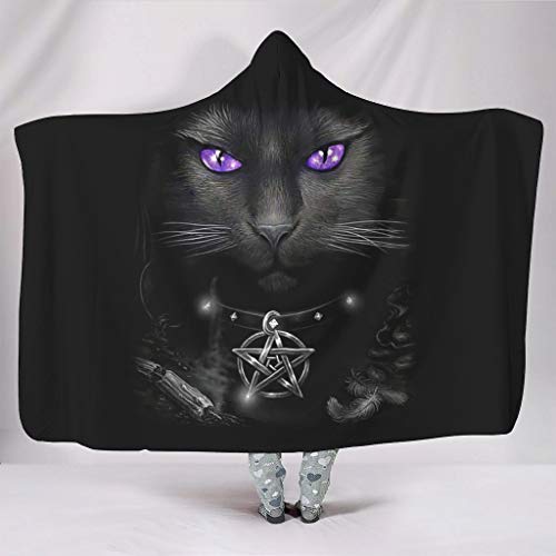 WEIFLY Wicca cat　Purple cat Eyes 3D Printed Hooded Blanket Super Soft Novelty Blanket