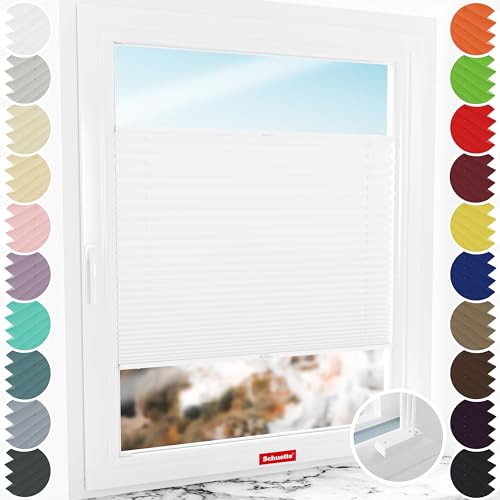 Schuette® Plissee mit Bohren zum Anschrauben ● Premium Kollektion: White Day (Weiß) ● 20x100cm (Breite x Höhe) ● Suprafix Faltrollo Befestigung ● Bequeme Rollo Montage inkl. Video