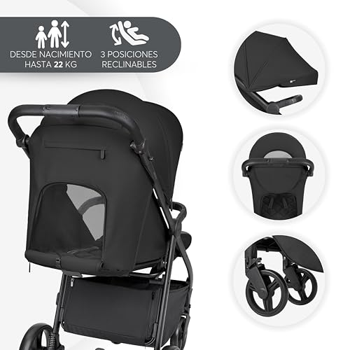 Miniatura 8 de Kikkaboo Silla De Paseo Ligera Urban, Carrito Bebe Desde Nacimiento Hasta 22 Kg, Plegado Con Una Mano, Compacto, Ruedas Eva Con Suspensión, Manillar Ajustable, Negro