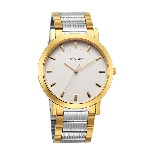 Sonata Utsav Quartz Analog White Dial Stainless Steel Strap Watch for Men-77108BM05 (B0CY5F6K79) Amazon Price History, Amazon Price Tracker