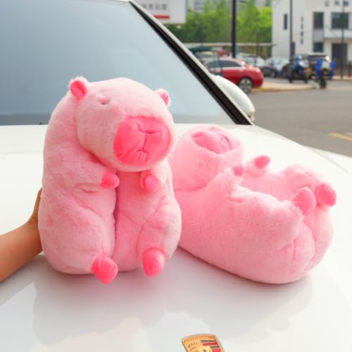 Cute Capybara Slippers, with One Random Slap Bracelets Capybara Gift for Women Girls Kids, Fuzzy Warm Non Slip Winer Sandals Indoor Outdoor House Shoes Cozy Furry Cloud Slides Comfy Bedroom Slippers4
