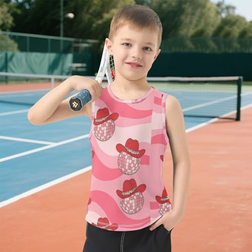 J JOYSAY Western Cowboy Cowgirl Hat Boys Tank Top Sleeveless Muscle Shirts Quick Dry Sport Active Workout Kids T-Shirts 3-15T 6