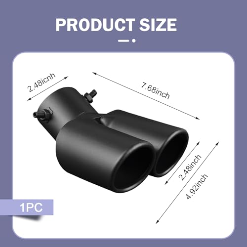 Arwrilt Dual Exhaust Tip, Stainless Steel Bending Muffler Exhaust with Bolt, 2.5" Inlet Dual Tail Pipe Muffler Tip, Automotive Modification Accessory, Universal Tail for Cars (Matte Black) by Arwrilt - Used condition - Image 2