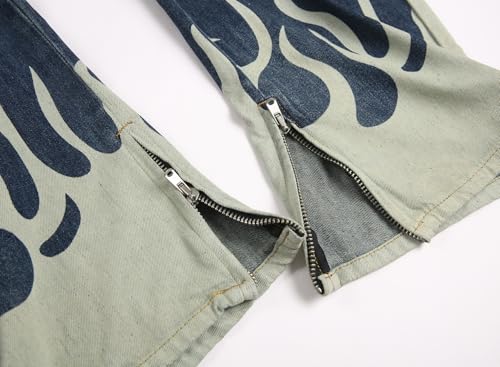 Image of QIMYUM Men's Wide-Leg Baggy Flex Jeans Relaxed Loose Fit Long Denim Pants
