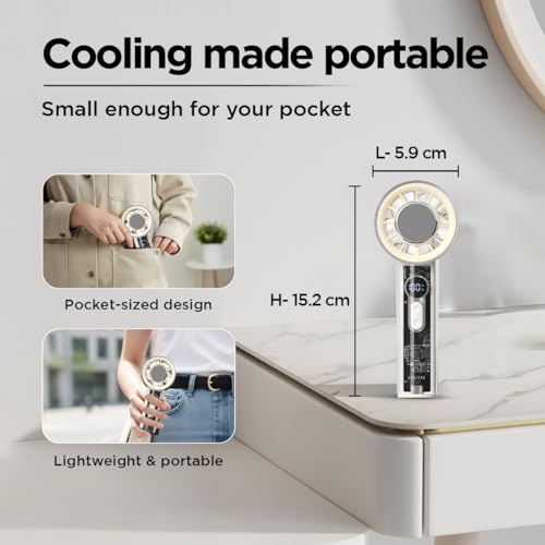 Image of EcoLink Pocket Pal Handheld Fan (Beige) | Compact & Portable Personal Fan | USB Rechargeable | Lightweight Cooling Fan for Travel & Outdoor Use | Pack of 1