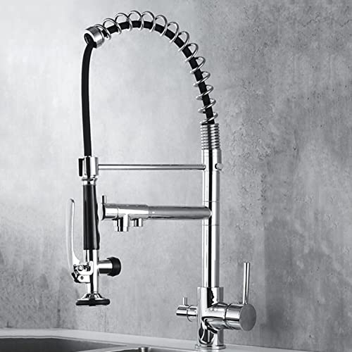 Mitigeur 3 en 1 cuisine noir robinet eau potable filtrée avec ressort
