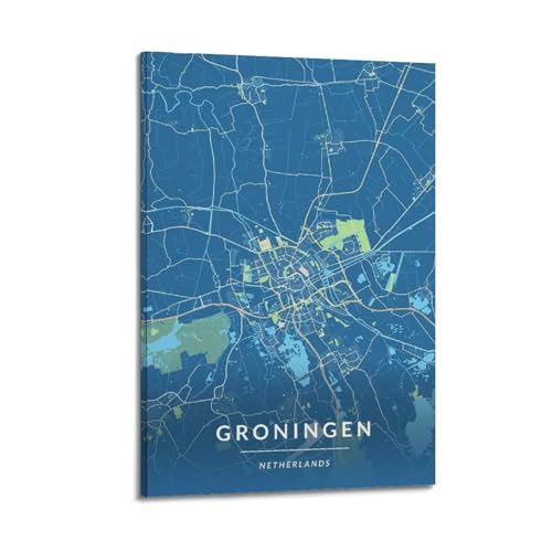 Poster Groningen bleu impression toile CMHONLY pour embellir facilement un mur vide