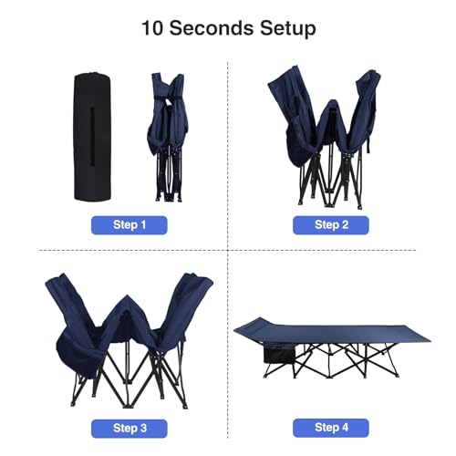 Image of REDCAMP Oversized Heavy Duty Camping cots for Adults 500lbs, Extra Wide Tall Portable Sleeping Cots, XL Cots for Outdoor or Indoor Office, Blue