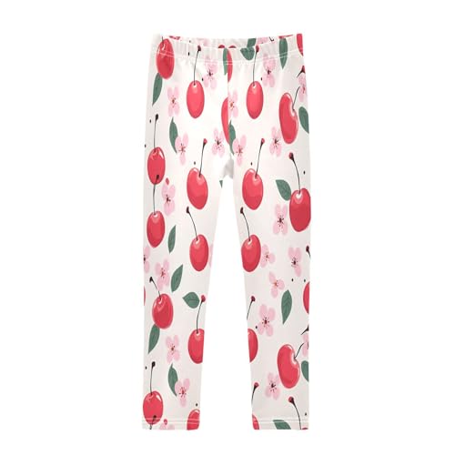 Toddler Girls Leggings Printed Yoga Pants Leggings Red Cherry Pink Floral for Kids