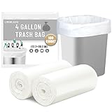 LimonLaviu Small Trash Bags 4 Gallon, 100 Count Small Garbage Bags Bathroom Trash Bags White Trash Bags Trash Can Liners Mini Trash Bags Trash Bags Unscented Small Garbage Bags for Bathroom Can