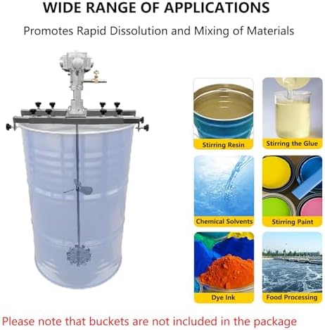 Stainless Steel 3/4HP Automatic Paint Mixer, 100 Gallon Pneumatic Stand Mixer with Support Hanger, Ideal for Ink, Paint, Coating & Glue Mixing