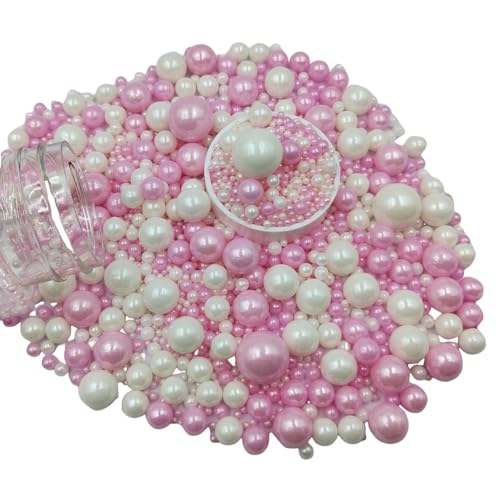 Image of Edible White Pink Sugar Pearls Candy Sprinkles 120G / 4.23Ounce Baking Cake Sprinkles Cupcake and Cake Topper Cookie Decorations Wedding Party Valentines Halloween Christmas Supplies