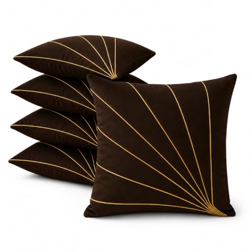Image of Noor Silk Cushion Covers Pack of 7 | 16x16 Inches, Brown