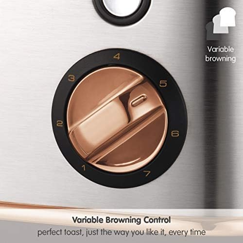 Morphy Richards 240116 Evoke 4 Slice Toaster, 7 Variable Browning Settings, Removable Crumb Tray, Reheat/Frozen/Cancel Function, Wide Slots for Thicker Bread, Cord Storage, Brushed & Rose Gold