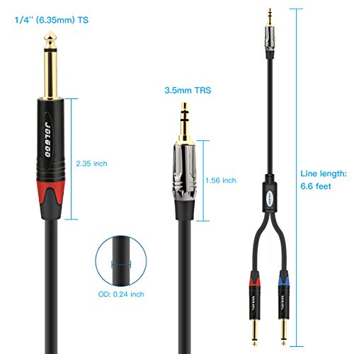 Cable JOLGOO 3.5 mm TRS a Dual 1/4" TS Stereo 2m miniatura 7
