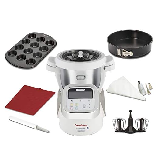 Moulinex i-Companion HF900110 - Robot de cocina Bluetooth 13 programas hasta 6 personas, incluye cuchilla picadora, batidor, amasador y cesta de vapor, con cortador + vaporera + kit de repostería