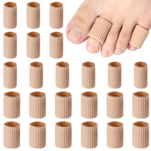 Image of Blulu 24 Pieces Toe Tubes 0.98 Inches Cushion Tube Corn Pads for Toes Sleeves Soft Gel Protectors for Cushions Corns Blisters Calluses 3 Size (Skin Color,Medium,Small)