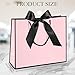 Silkfly 12 Pcs Thank You Gift Bags with Handle 12x10x4'' Welcome Return Gifts Bag with Bow Ribbon for Employee Appreciation Day Wedding Bridesmaid Baby Shower Birthday Housewarming (Pink,Black)