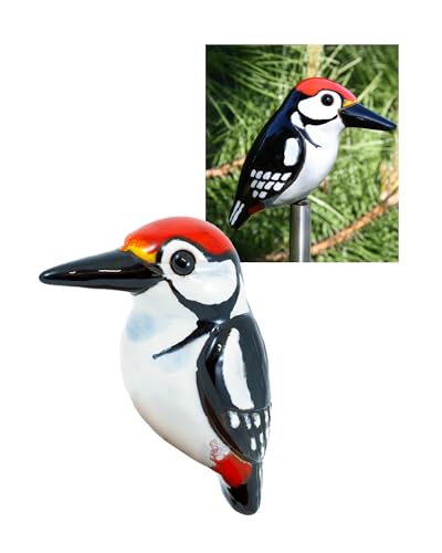 Midene Ceramic Garden Decor - Bird Woodpecker Lawn Stake -