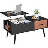 Conception à Plateau Relevable : soulevez le plateau en douceur de 45 cm à 59 cm à l'aide de vérins à gaz pour transformer la table basse réglable en bureau ou en coin repas, puis refermez-la pour dissimuler le désordre et conserver une apparence élégante