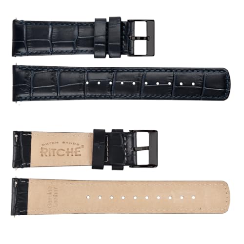 Image of Ritche Christmas Gift Quick Release Leather Watch Bands Genuine Leather Watch Strap for Samsung Galaxy Watch 6 Band Classic 43mm 47mm 40mm 44mm 18mm, 20mm or 22mm for Men and Women, White Elephant Gifts, Stocking Stuffers for Men