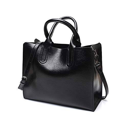 Dayfine Women's Large Capacity Handbag Retro Oil Wax PU Leather Shoulder Shopping Bag