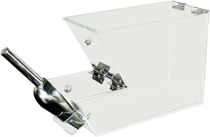 FixtureDisplays® 4 X 12 X 7" 1.1 Gallons Clear Acrylic Hinged Candy Bulk Bin, Coffee, Grain, Spice, Beans 100857-1D