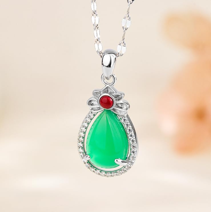 Collier pendentif personnalisé argent pur S925 avec pierre verte - 3