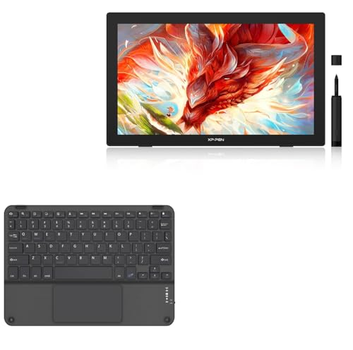 Image of BoxWave Keyboard Compatible with XP-Pen 24 Drawing Display (FHD) - SlimKeys Bluetooth Keyboard with Trackpad, Portable Slim TouchPad - Jet Black