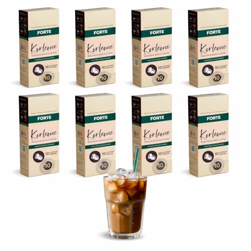 Image of KORLEONE Forte Aluminium Nespresso Compatible Coffee Pods 90 Capsules Arabica Robusta Blend Intensity 10 Medium to Dark Roast Level (Pack of 9)