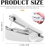 Sewing Machine Handheld Mini Stiching Machine Portable Hand Stitching Machine Tiny Single Stitch Sewer for Clothes, Fabrics (White)