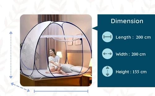 Image of Mosquito Net for Double Bed | King Size Foldable Machardani | Polyester 30GSM Strong Net |PVC Coated Corrosion Resistant Steel Wire - Blue (1, Purple)