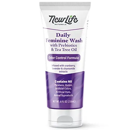 NewLife Naturals Daily Feminine Wash for pH Balance and Odor Control for Feminine Hygiene Intimate Wash for Women - With Prebiotics and Tea Tree Oil Sulfate and Paraben Free - USA 8oz