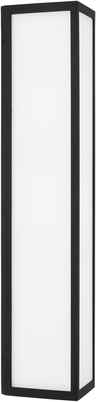 Capital Lighting 954731BK-LD Irvin Modern Painted White Glass Sleek Triangular Form Outdoor Wall Lantern, Integrated LED 27 Total Watts, 29" H x 8" W, Black