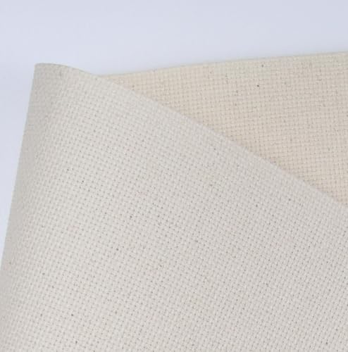 Image of KCS 16CT Counted Cotton Cross Stitch Aida Cloth Fabric (12 inch x 59 inch,Oatmeal)