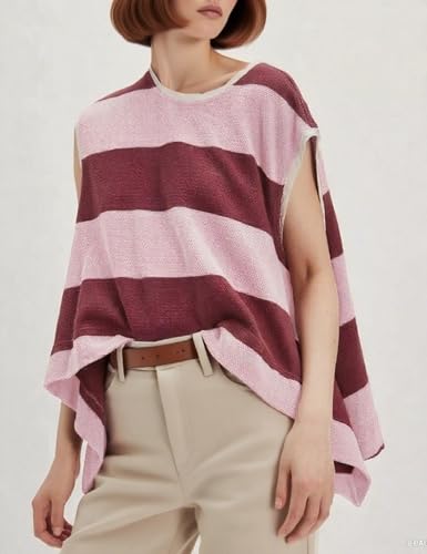 QIBABU Summer Striped Tank Tops for Women Oversized Sleeveless Sweatshirt Knitted Flowy Boxy Shirts2