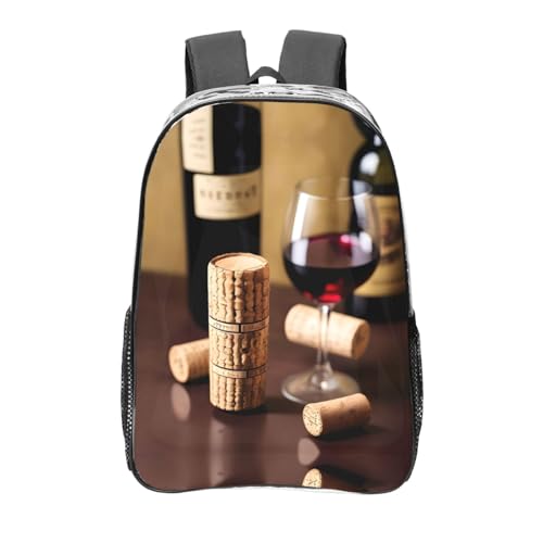 Sac à dos transparent avec imprimé liège vin | Sac à livres étanche noir