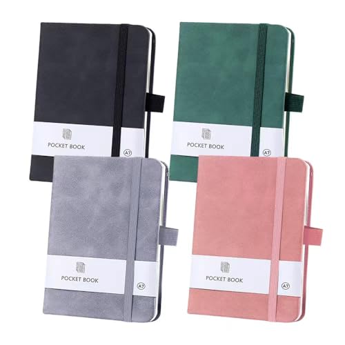 HMCEY 4 PCS Bloc de Notas A7,Cuadernos de Bolsillo con Cierre Elástico y Soporte para Bolígrafos,Mini Notebook,Libreta Agenda Pequeña para Diario de Viaje, Planificador, Lista de Compra   4 Colores