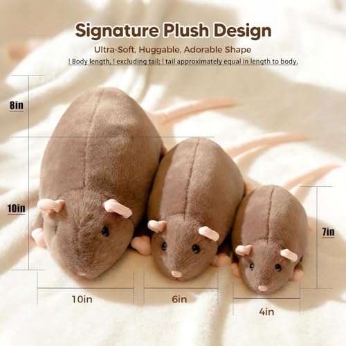 Peluche de rat chonky doux de 25cm idéal comme coussin de lecture au salon