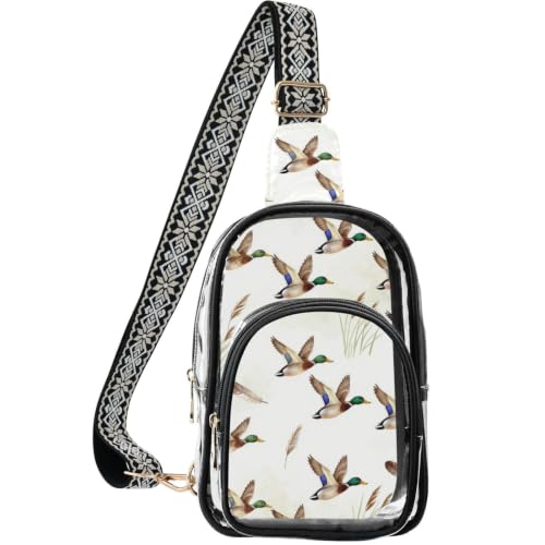 Riñonera transparente linqin de patos Mallard ideal para festivales y viajes al aire libre