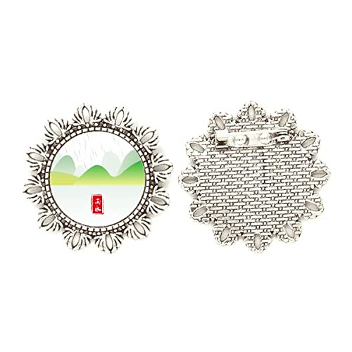 Broche circular plateado de flores medianas que realza chaquetas y vestidos