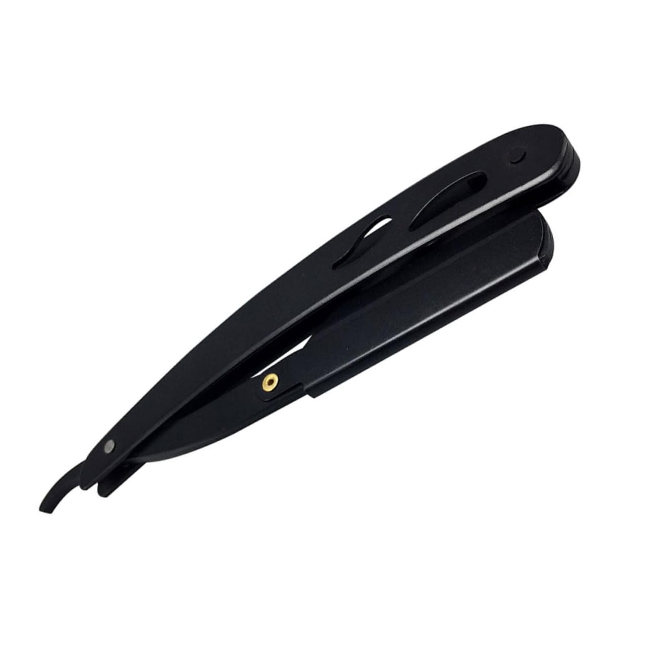 FRCOLOR Stainless Steel Manual Razor for Men Vintage Black Folding Straight Razor for Safe and Precise Shaving Barber