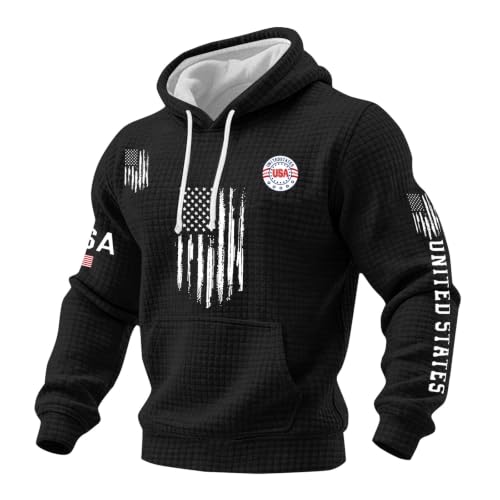 Sudadera con capucha de hombre patriótica para evitar el frío en la caza