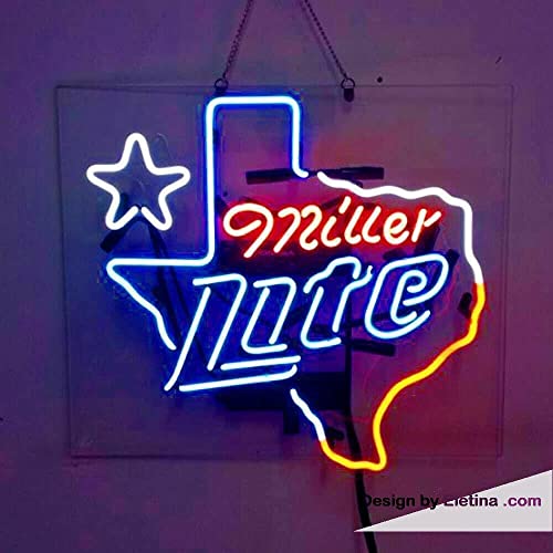 Real Led Neon Light Sign S 20x24inch Millers Lite Texas Acrylic Home Gift Artwork Wall Decor Wg67 Handmade Led Tube For Man Cave PVC 14"x17"