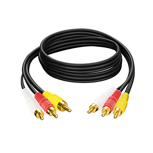 Cube-LED Premium 3 RCA Phono Male Plug to 3 RCA Phono Male Plug Cable - Enhance Your Audio and Video Experience with Reliable 1.5M (4.92 ft) AV TV Connection [RL65]