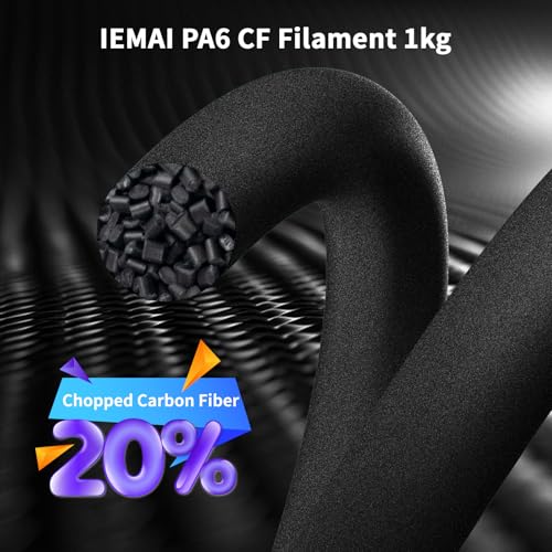 Image of IEMAI PA6 Carbon Fiber Nylon Filament 1.75mm Matte Black 1KG, PA6-CF 3D Printer Filament with Superior Strength & Rigidity, Abrasion & High-Temperature Resistant for Functional Parts